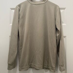 Men’s Tan Long Sleeve Crewneck Base Layer, Large or L